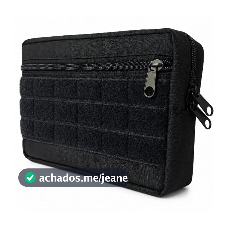 BOLSO MODULAR HORIZONTAL GRANDE COM REPARTIÇÕES INTERNA E EXTERNA PRETO