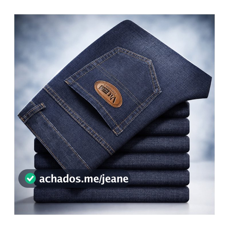 Calça Jeans Masculina Tradicional Com Elastano Lycra Preta Corte Reto