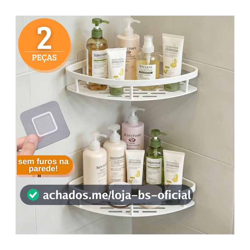 Kit com 2 Suportes para Shampoo Adesivo Para Parede Cozinha e Banheiro