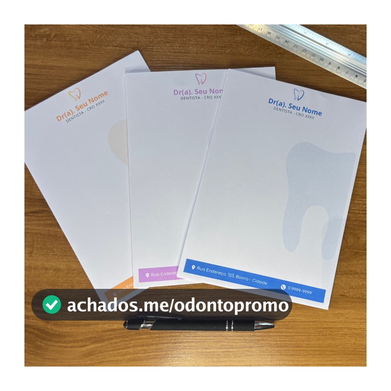 Bloco de Receituário Odontológico Personalizado A5 | 50 Folhas | Receita Dentistas / Odontologistas