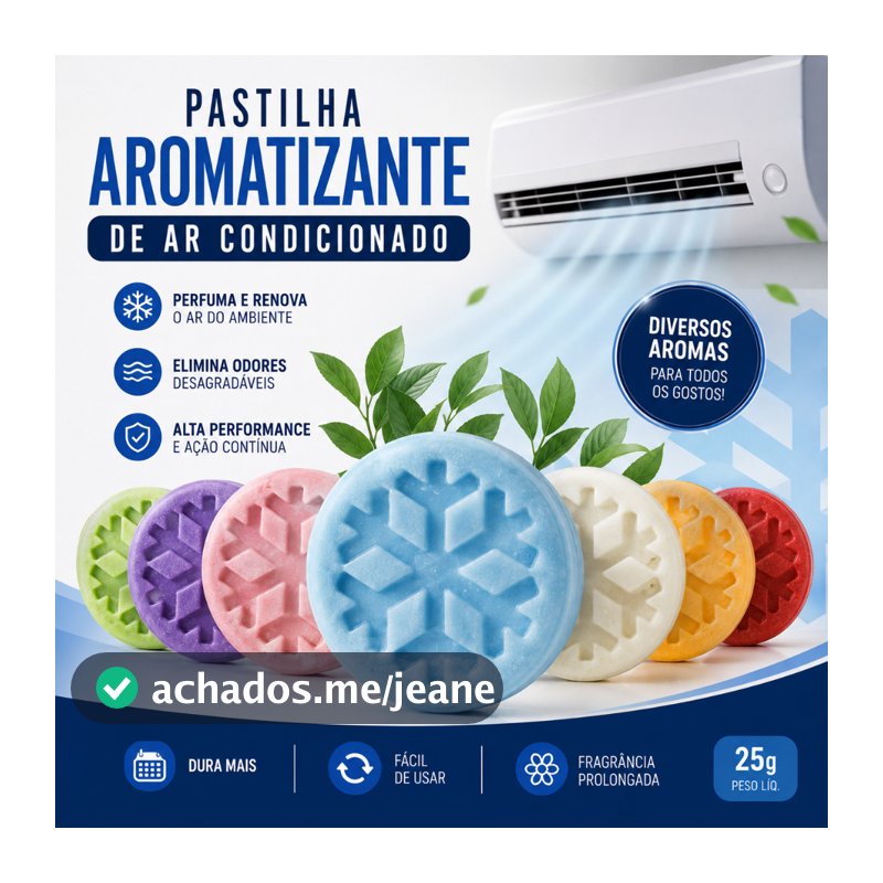 Pastilha Aromatizante para Ar Condicionado elimina mau cheiro Bactericida 25g odorizador BaClean