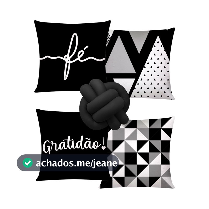 Kit c/ 4 Capas de Almofada Decorativas 42x42 + 1 Almofada de Nó