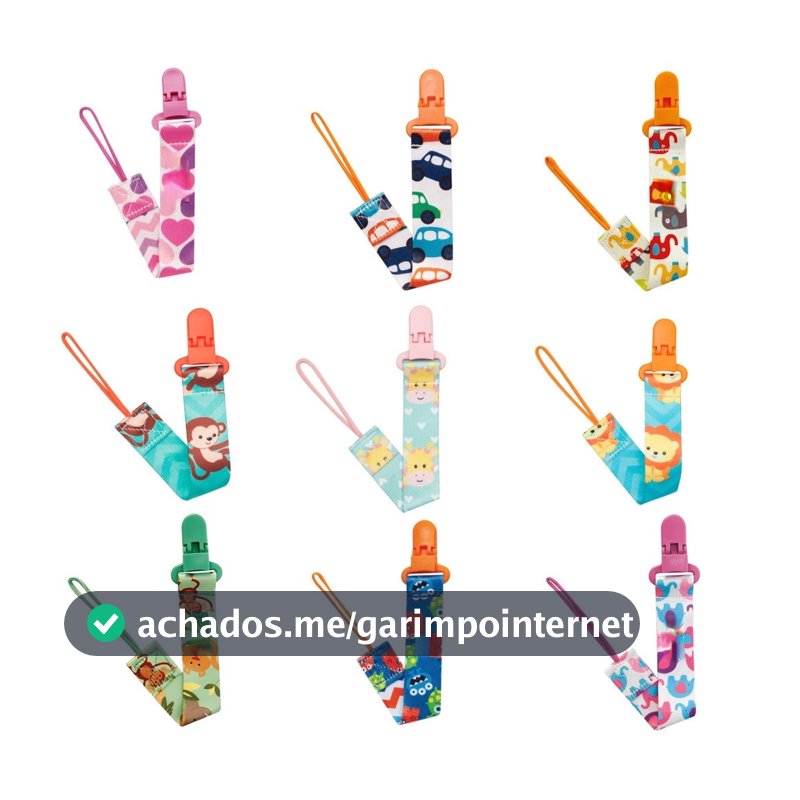 1/2/3/4/5 Prendedor De Chupeta Com Trava Com Corrente Clipe Chupeta Menino e Menina - Promoção