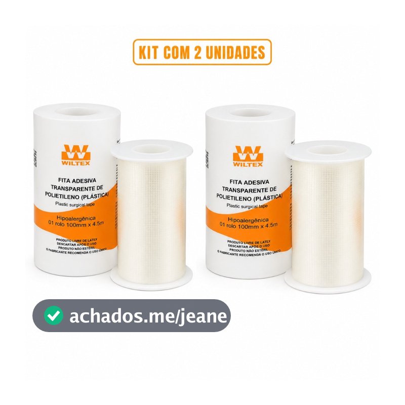 Kit 2 Wiltex Fita Micropore Transparente 100mm x 4,5m  Profissional