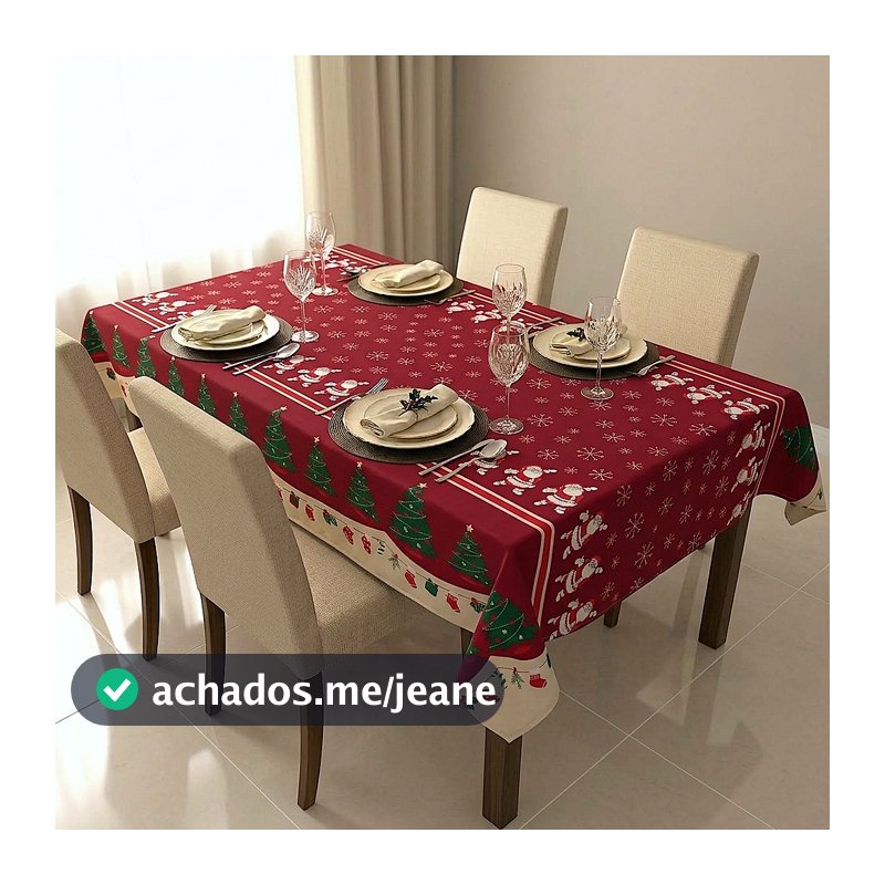 Toalha Forro de Mesa Natal 4, 6, 8, 10, 12, 14 lugares para Decoração de Natal.