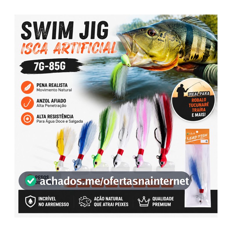 Isca Artificial Swim Jig com Pena 7g 10g 14g 21g 28g 42g 56g 85g Pesca Robalo Tucunaré Traíra， Hengjia