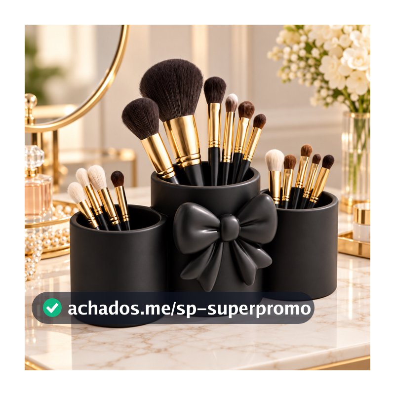 Organizador Porta Pincel Maquiagem Multiuso Laço para Cosméticos Pincéis e Acessórios de Beleza