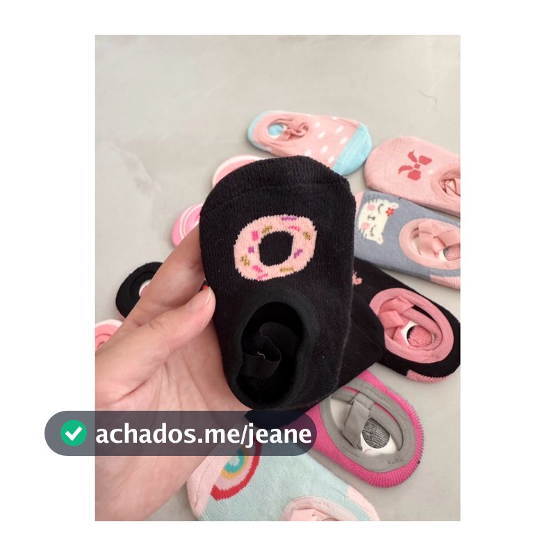 kit 6 Meia Sapatilha Antiderrapante Infantil e Bebê em Algodão Menina Estampas Varidas 0-10 ANOS