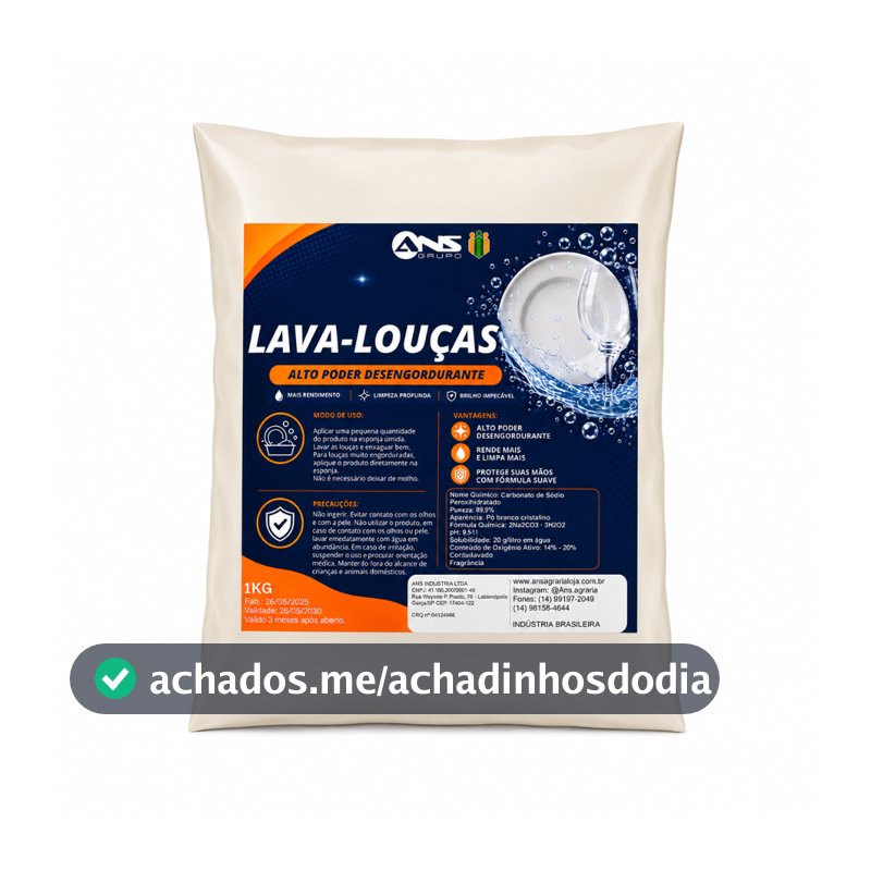 Detergente em Pó para Maquina de Lavar Louças 1KG - Alto poder Desengordurante