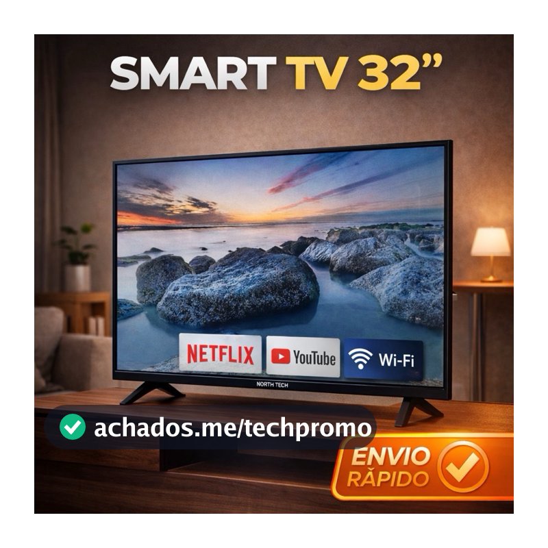 SMART TV 32” NORTH TECH NT-32SFBT – ANDROID 14 | WI-FI | BLUETOOTH