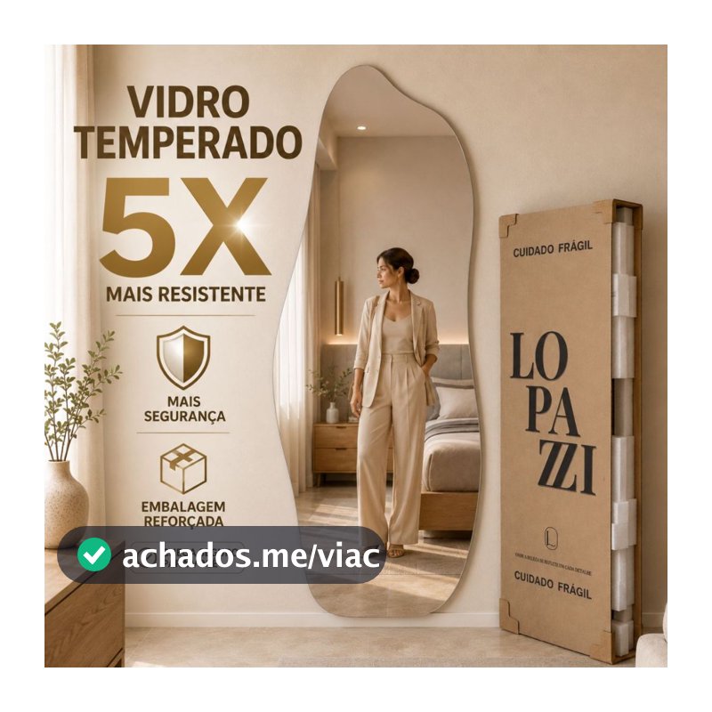 Espelho Rocco Orgânico Grande 150cm x 60cm 170cm x 70cm Decorativo Corpo Inteiro de Chão Quarto Sala Salão hall