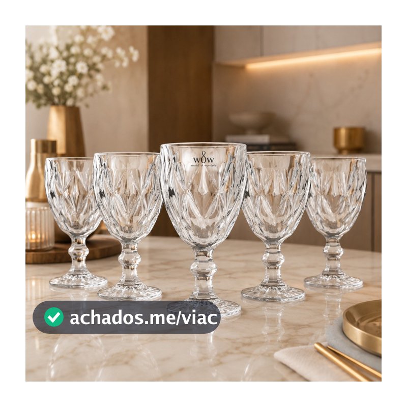 Jogo De Taças De Vidro Diamond Cristal 325ml 6 Peças