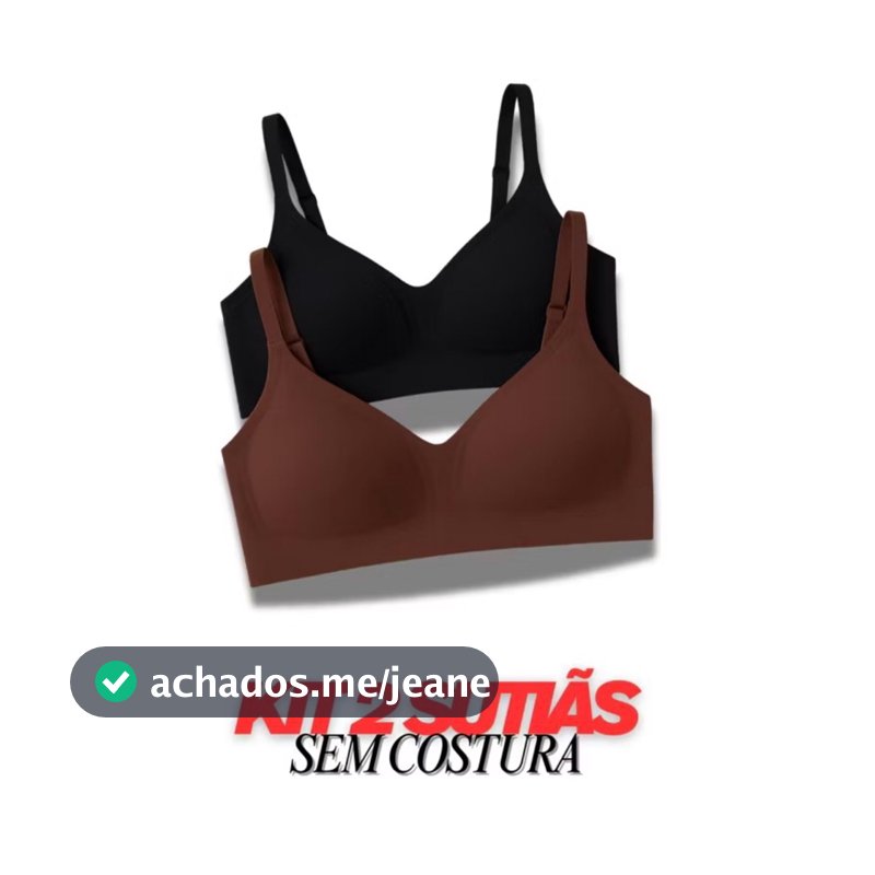 Sutiã sem costura c/ bojo removível CORTE A LASER super confortável e invisível KIT 2 Peças