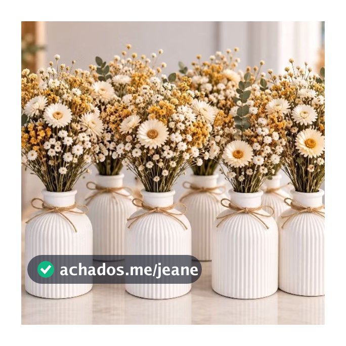 Kit com 20 Vasos de Gesso Decorativo Centro de Mesa para Casamento Aniversário de 15 Anos, Batizado