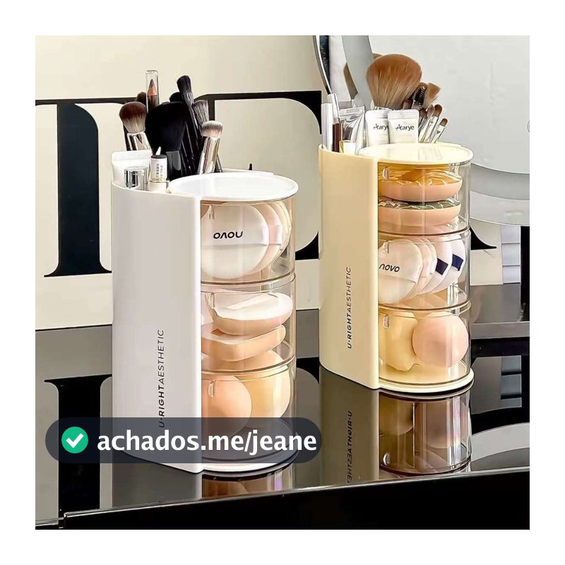 Organizador de Maquiagem 3 Camadas Multiuso com Gavetas Porta Pincéis e Cosméticos Design Moderno