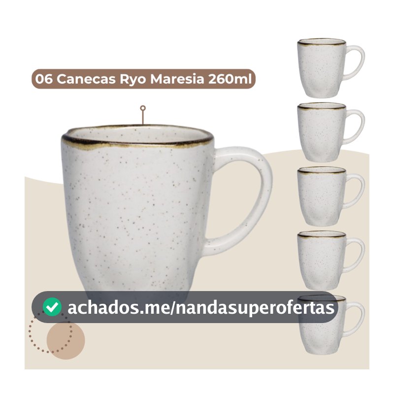 Jogo 6 Canecas Café Chá Ryo Maresia 260ml Oxford Porcelanas