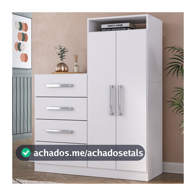 Cômoda Paris 2 Portas 4 Gavetas Branco - Panorama Móveis