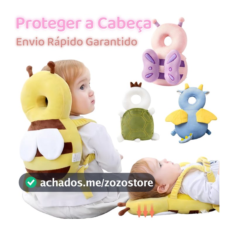 Mochila-Protetor de Cabeça Bebê - Almofada de Amortecimento, Protege Cabeça e Costas