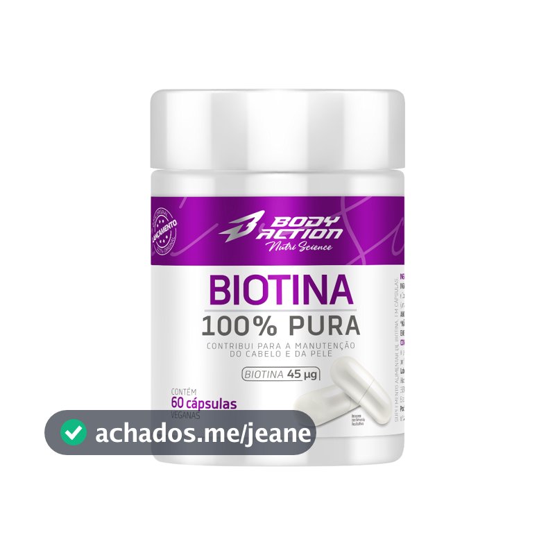Biotina 100% Pura 45mcg 60 Cápsulas Bodyaction
