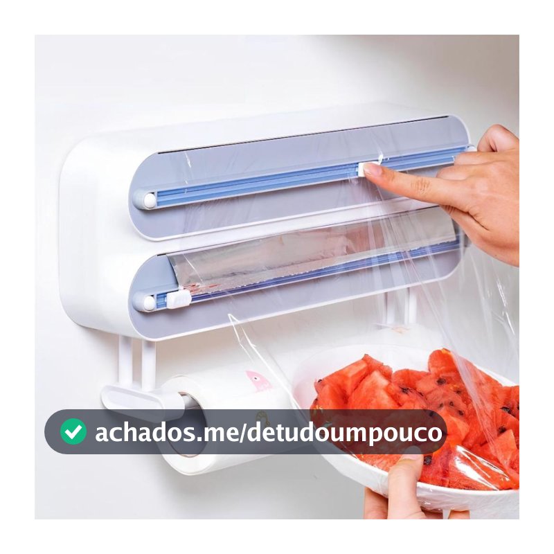 Porta Papel Filme Alumínio Dispenser 3 Em 1 Cortador Duplo.XHL_HOME