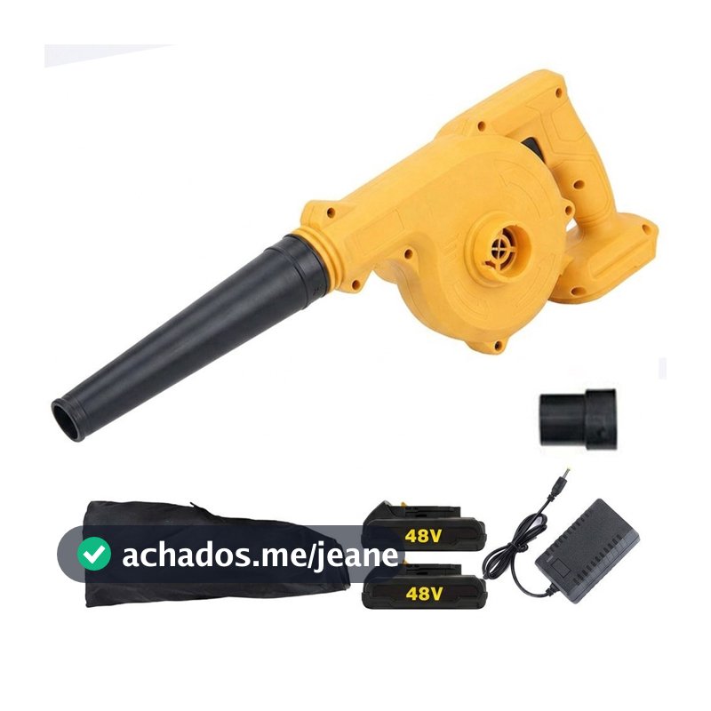 Soprador de Folhas e Aspirador de Pó 2 em 1 2200W com 2 Baterias de Lítio 48V Portátil para Limpeza Externa e Interna