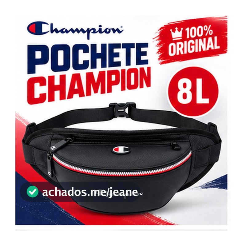 Champion Pochete 8L Grande Capacidade Bolsa Transversal Anti Furto Impermeável Poliéster Resistente para Uso Diário