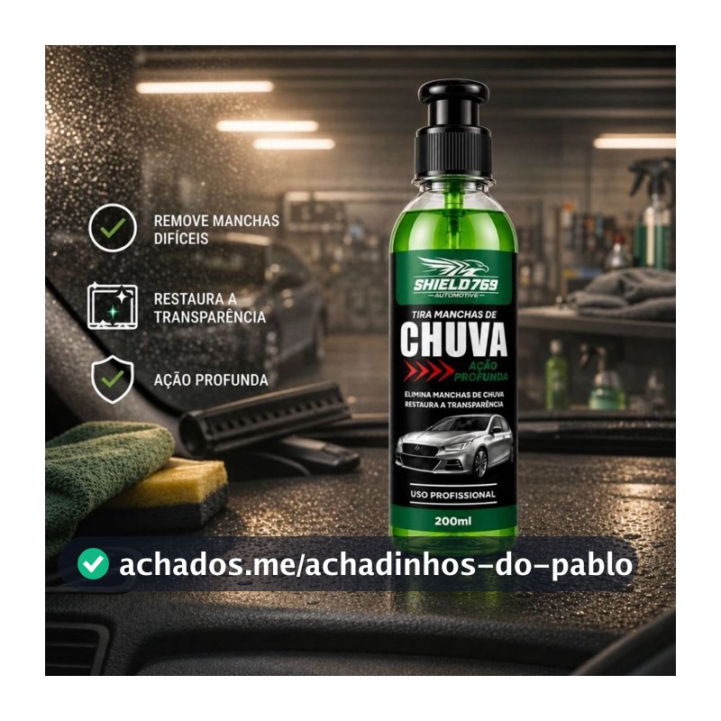 Limpa Vidro Automotivo Tira Manchas de Chuva - Restaura Vidros e Para-Brisas -  Uso Profissional