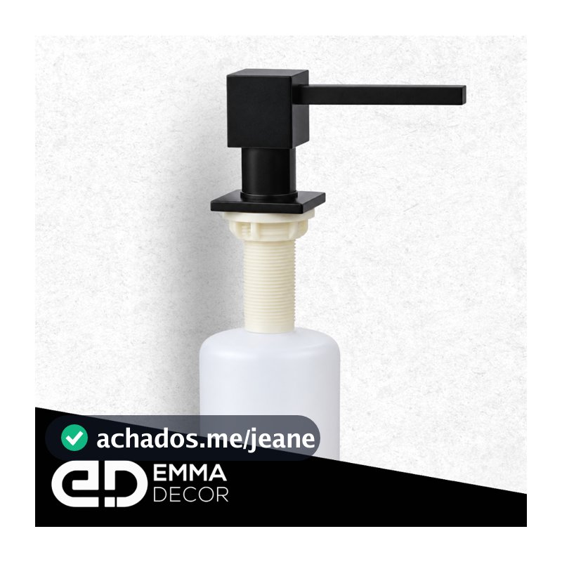 Dispenser Quadrado Detergente/Dosador Inox Preto Porta Sabonete Liquido Embutir Cozinha/Banheiro