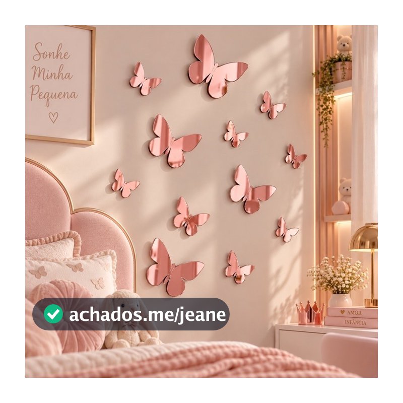 Kit 12 Borboletas Padrão Acrílico Decorativas Parede Quarto Infantil Festa Decoração Menina Infantil
