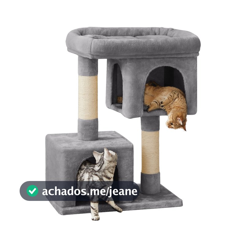 SONGMICS Arranhador para Gatos Grandes, Torre com 2 Tocas, Poleiro Largo, Postes para Arranhar, para Sala, 84/101cm