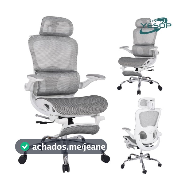 YESOP Cadeira De Escritório Ergonômica Com Apoio Lombar E De Pernas Assento Zero Gravity Cor Branco