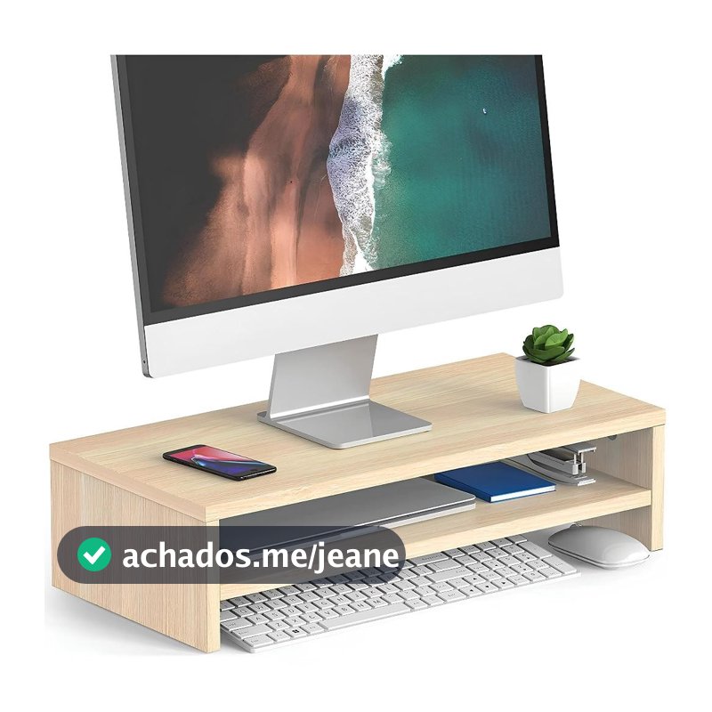 Suporte para Monitor Mdf 37cm Home Office Mesa Gamer Ergonômico Base Apoio Mesinha