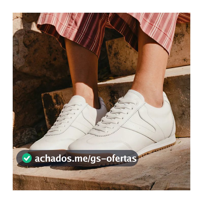 Tênis Feminino Casual Couro Legítimo Clássico Retrô Branco