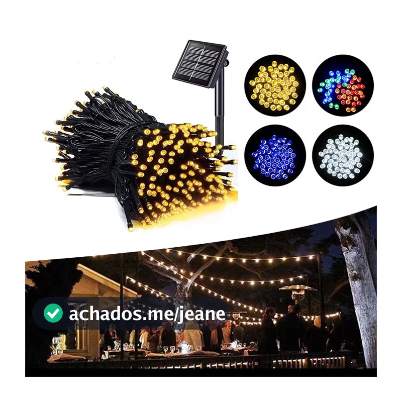 Cordao De 80 Leds Solar 10M-20M USO EXTERNO Promoção Natal Externo Fixo E 8 Funções Prova D'água Cordão Luzes