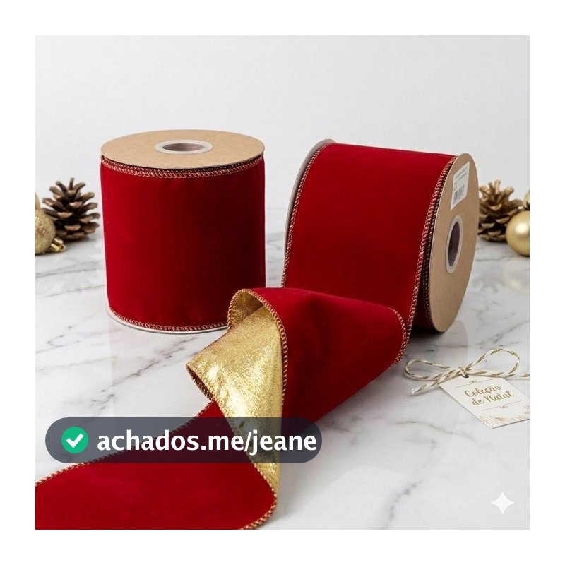Fita Aramada Veludo 9,14x10cm Cores Diversas Decoração Natal Luxo
