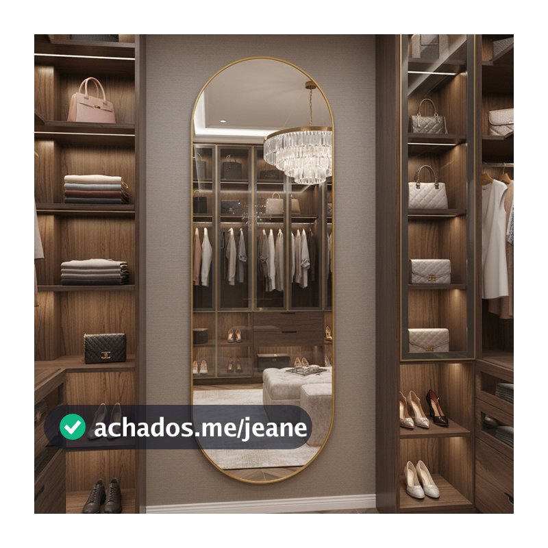 Espelho Orgânico Cápsula Corpo Inteiro 160x55cm Grande Parede Decorativo Sala Quarto Corredor Escritório