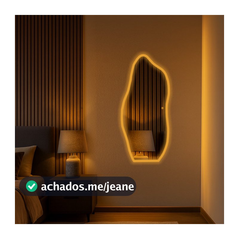Espelho Orgânico Janela Led Com Touch Jateado Borda Infinita Bivolt Sem Led Banheiro Quarto Sala Hall Decorativos