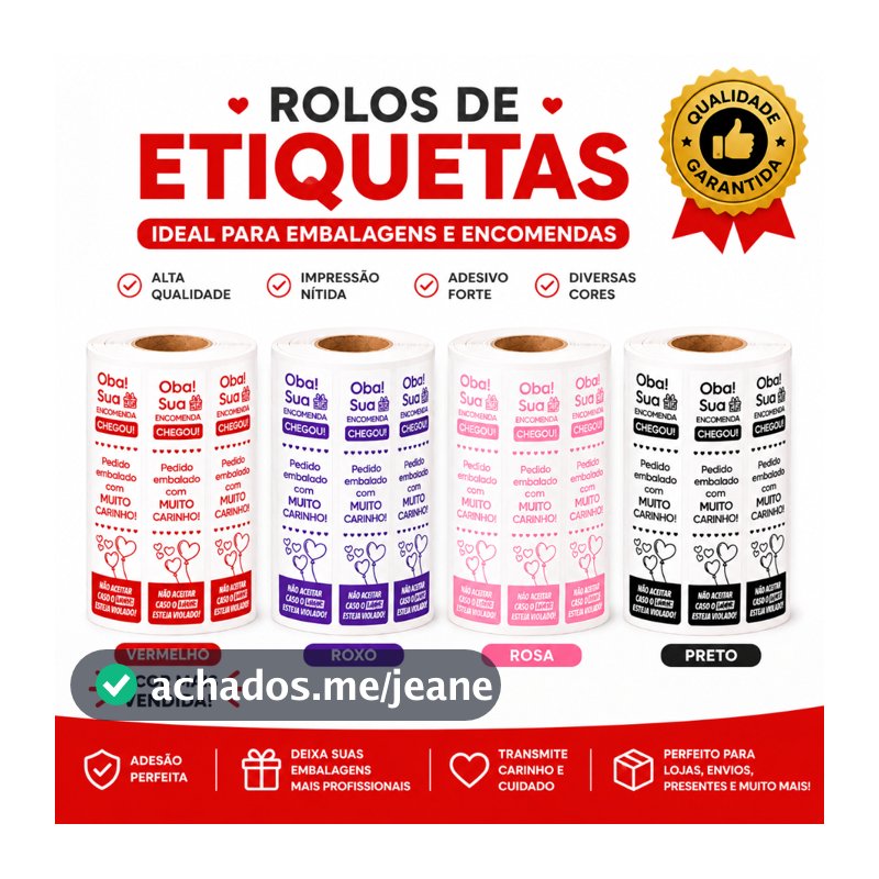 Etiquetas Lacre Delivery Oba Sua Encomenda Chegou - Feito Com Carinho - Embalado Com Amor - Ifood - 99 - Keeta