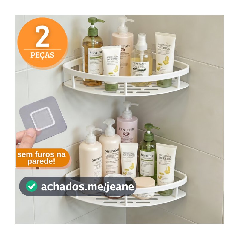 Kit com 2 Suportes para Shampoo Adesivo Para Parede Cozinha e Banheiro