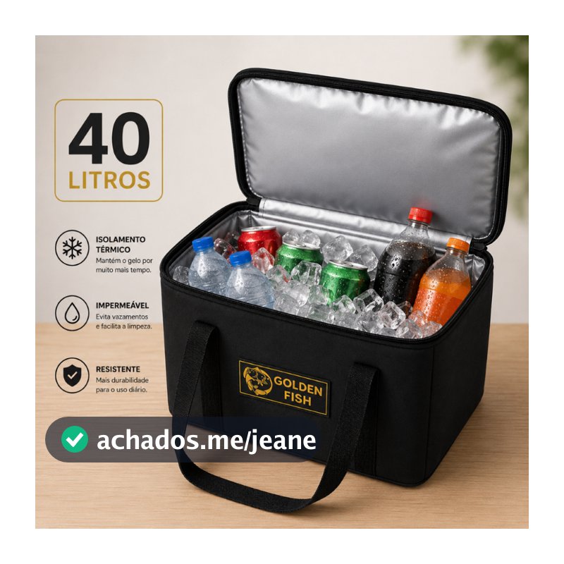 Bolsa Térmica 40L Reforçada Para Praia Churrasco Camping Pescaria e Viagem Até 50 Latas