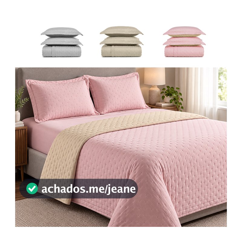 Cobre Leito Colcha Bouti 3 Peças Queen Dupla Face BF Colchões