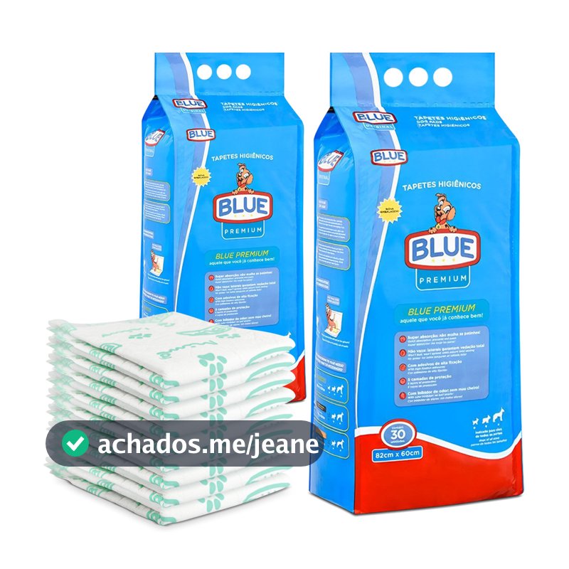 Kit Com 2 Tapete Higiênico Blue Premium Para Cães 30un