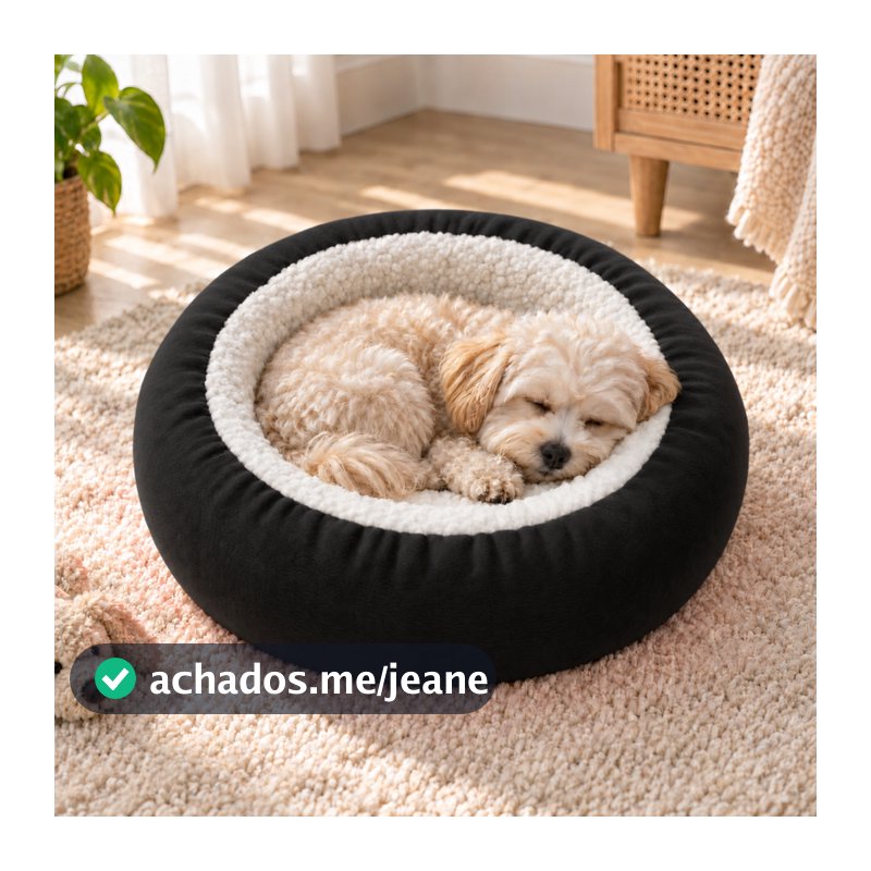 Cama Pet Redonda Sherpa 50x50 para Cachorros e Gatos Pequenos Macia Fofinha Quentinha e Confortável