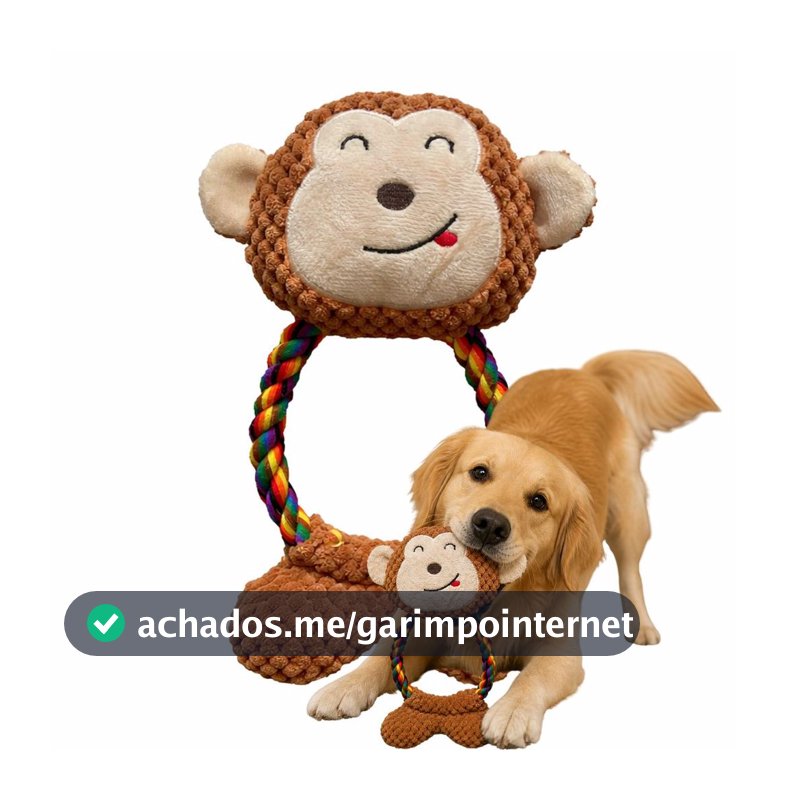 Brinquedo para Cachorro e Gato - Macaco de Pelúcia com Corda | Brinquedo Interativo para Pets