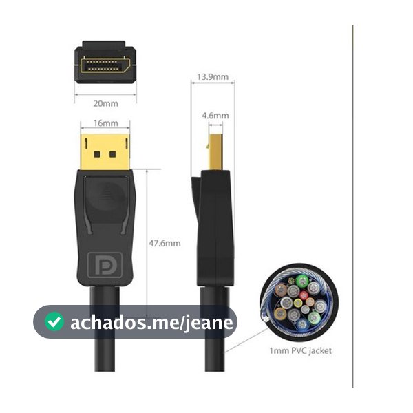 CABO DP 1.4A 4K 8K 1.8M PARA AW2518HF + RTX 2060 ATÉ 240HZ