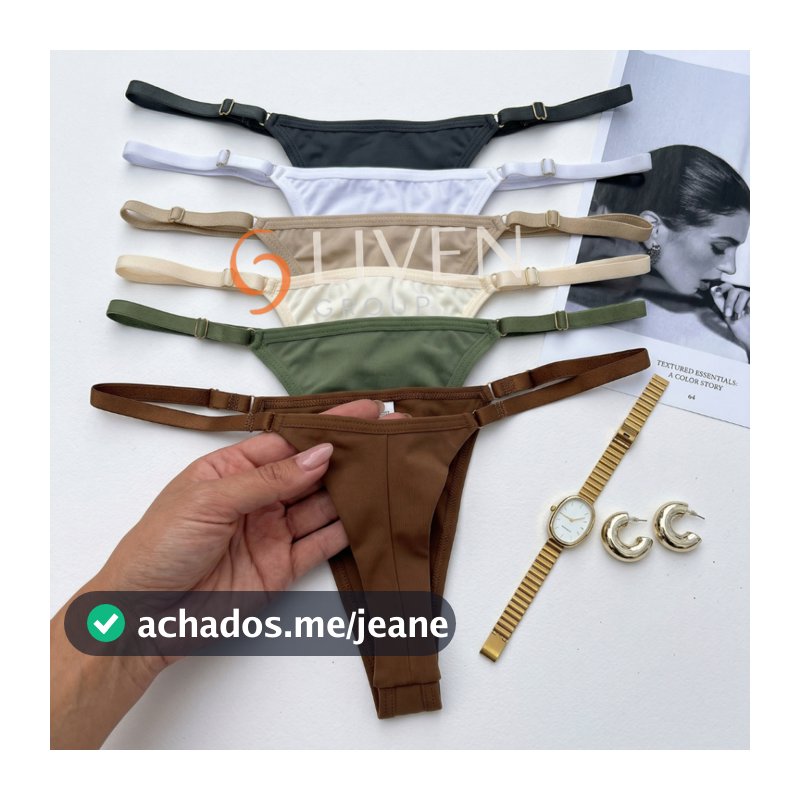 Kit 5 Calcinhas Fio Dental Duplo  Regulagem Levanta Bumbum Tanga Lingerie Feminina Moda Intima