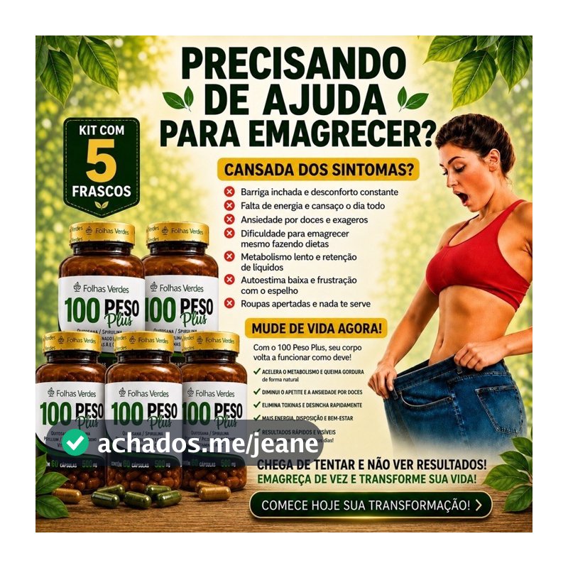 Kit 5x Sem PESO - Quitosana + Spirulina + Psyllium + Cromo + Vitamina A e C | Suplemento Alimentar Original