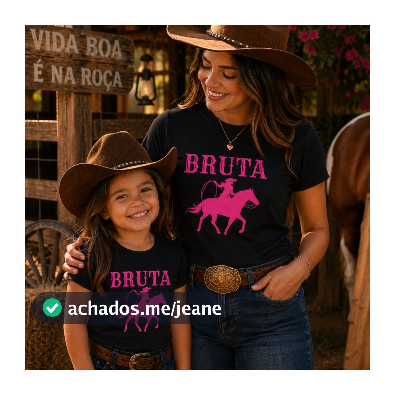 Kit 2 Camisetas Tal Mãe Tal Filha Dia Das Mães Bruta Cavalo Rosa 100% Algodão Roça Cow Print Cowgirl