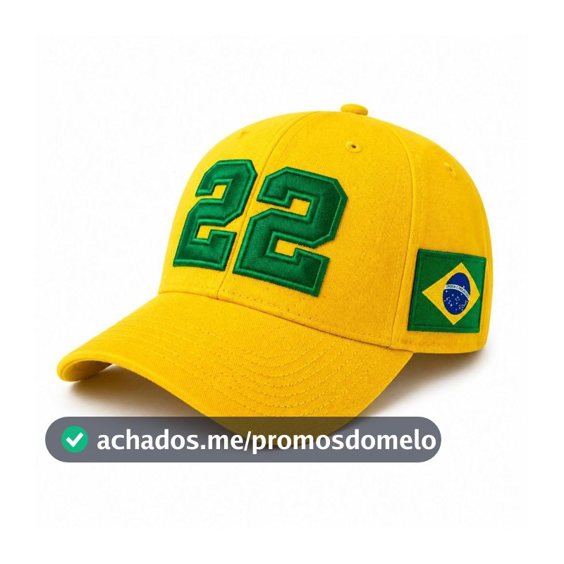 Boné Brasil 22 Bordado Premium Aba Curva Ajustável Amarelo Unissex