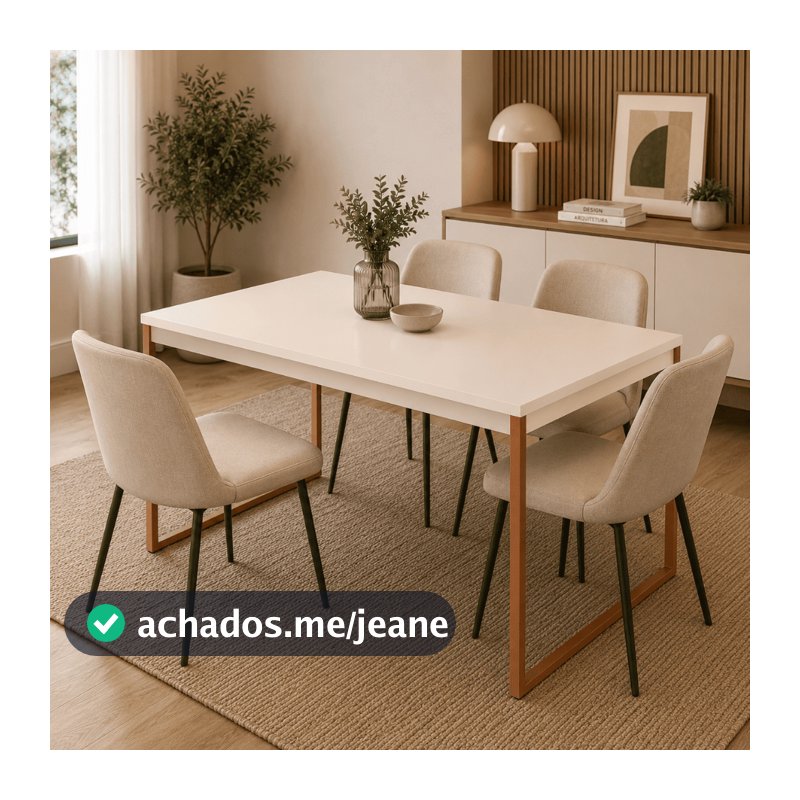 Mesa de Jantar Cozinha Industrial Para 4 Lugares Pés em Aço 105 x 75 cm Bronze Moderna Elegante Decoração